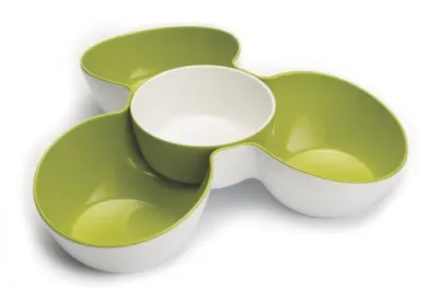  Блюдо J&J для снека Triple Dish™ белое/зеленое70071