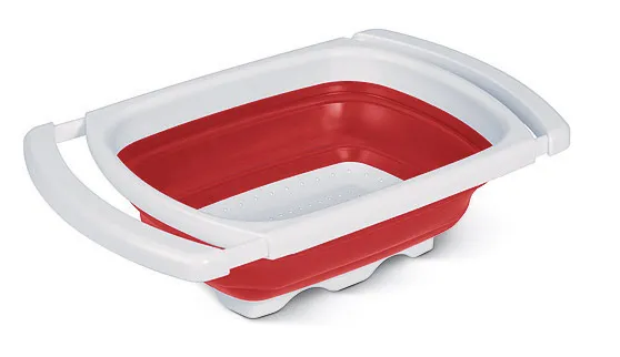 Друшлаг EMSA 39x26см, складной белый/красный SMART KITCHEN 507255