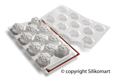 Форма Silikomart Ø56 ↕28мм. 11шт. для выпечки, белая, SF115 SNOWFLAKES, 26.115.87.0068